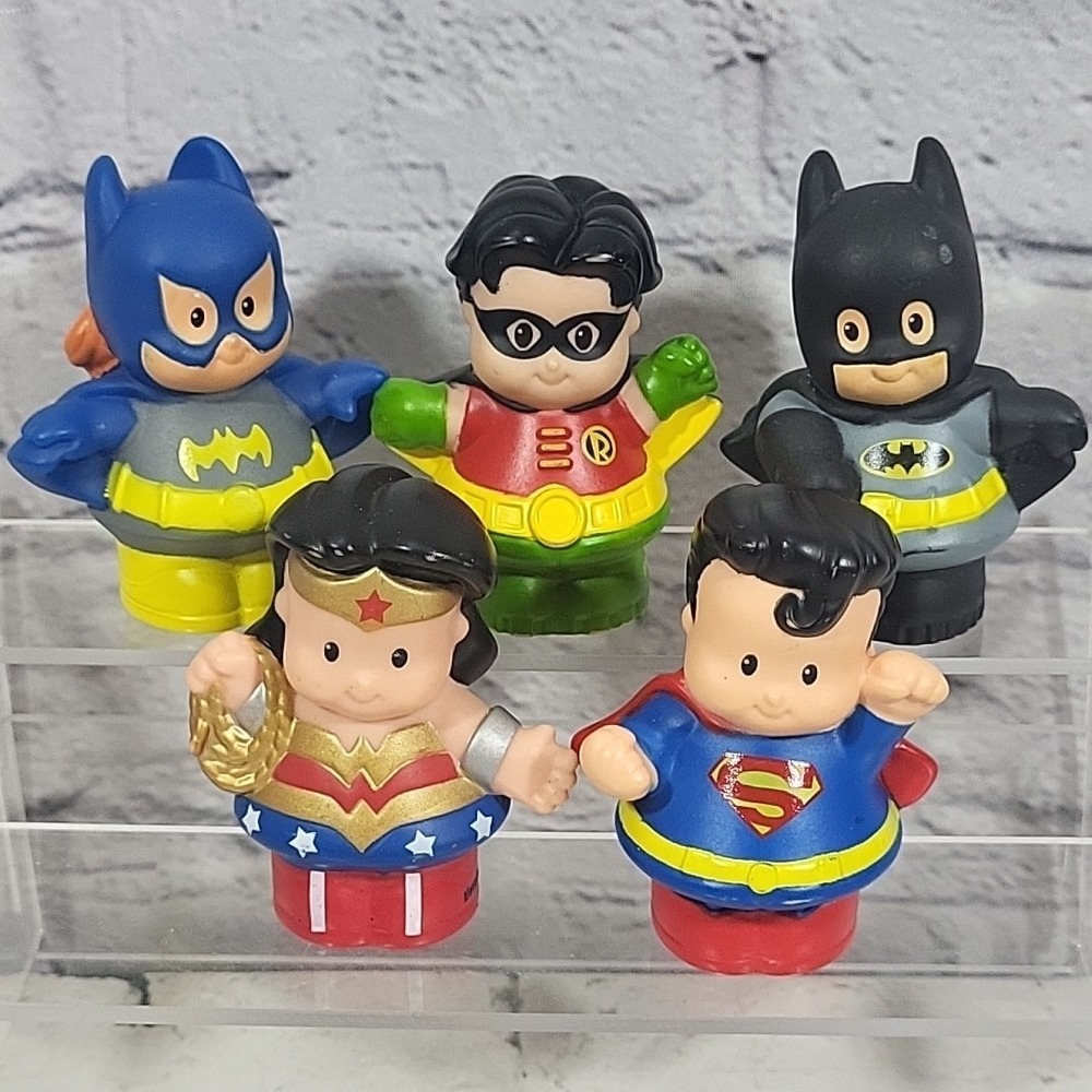 Fisher-Price Little People DC Super Friends Lot Of 5 Figures Superman Batgirl‎